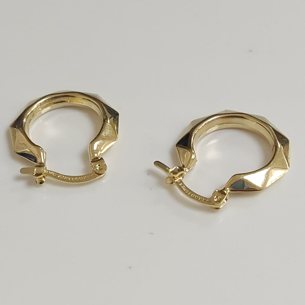 ARETES TEJIDO ARRACADAS FACETADAS 14K 1.8 GR (NUEVO)