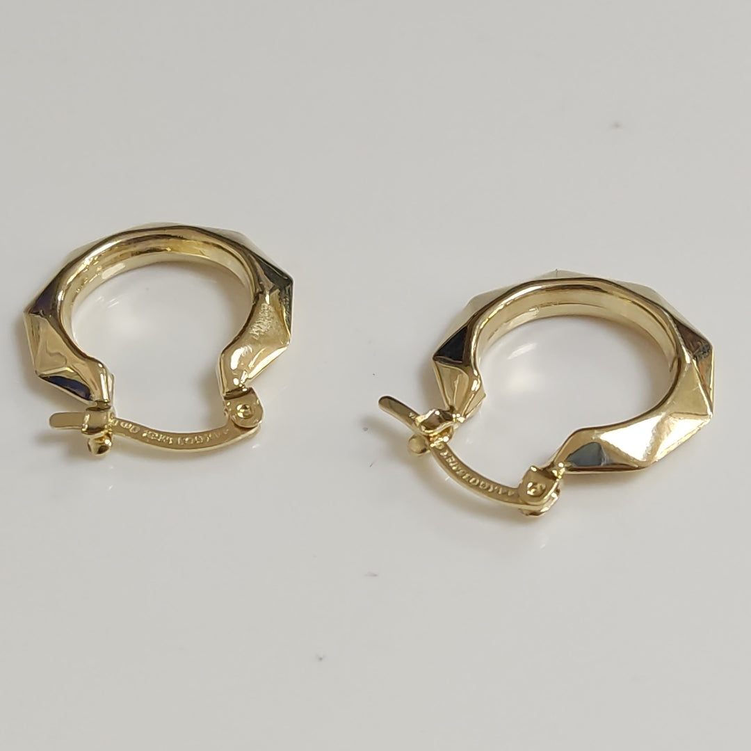 ARETES TEJIDO ARRACADAS FACETADAS 14K 1.8 GR (NUEVO)