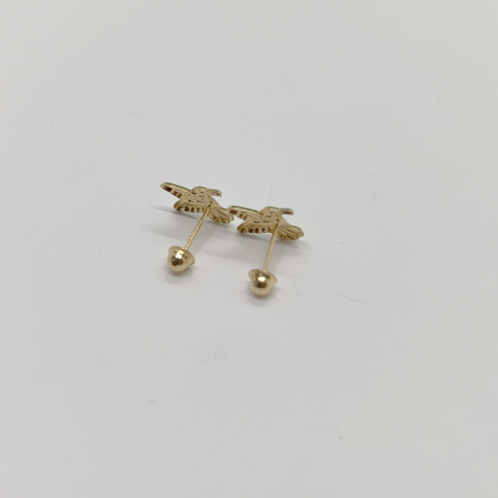 BROQUELES BROQUEL FIG COLIBRI ESMALTE VERDE 14K 0.2138 GR (NUEVO)