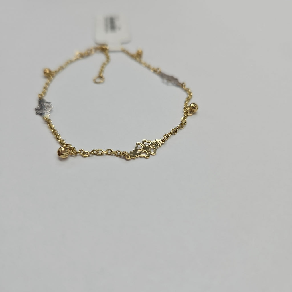 PULSERA ESPECIAL CON TREBOL 14K 18 CM 1.8 GR (NUEVO)