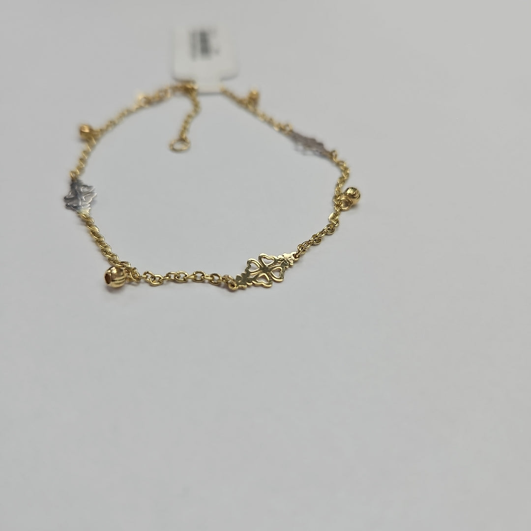 PULSERA ESPECIAL CON TREBOL 14K 18 CM 1.8 GR (NUEVO)