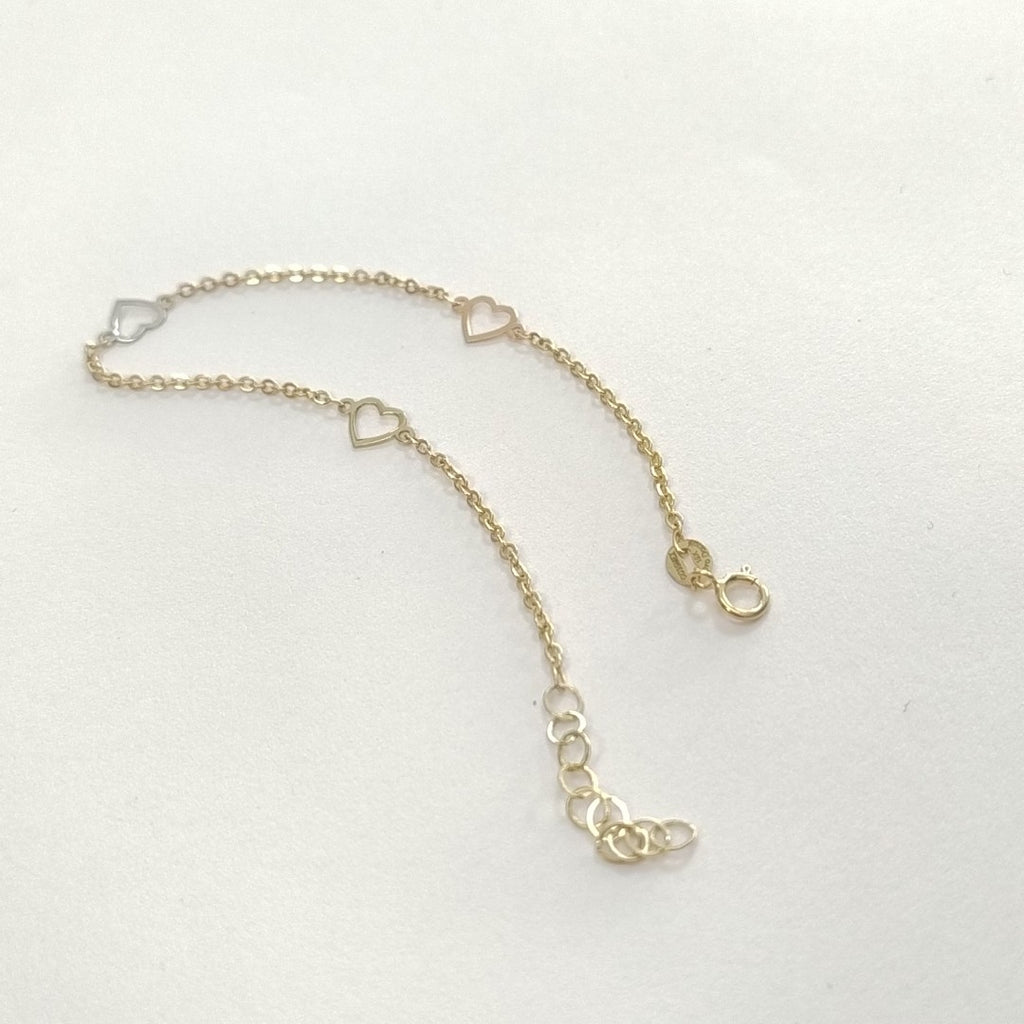 PULSERA ESPECIAL CON CORAZONES 10K 18 CM 1.2 GR (NUEVO)
