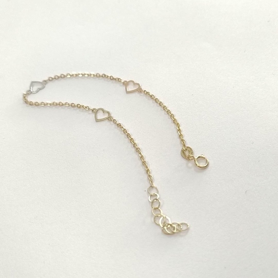 PULSERA ESPECIAL CON CORAZONES 10K 18 CM 1.2 GR (NUEVO)