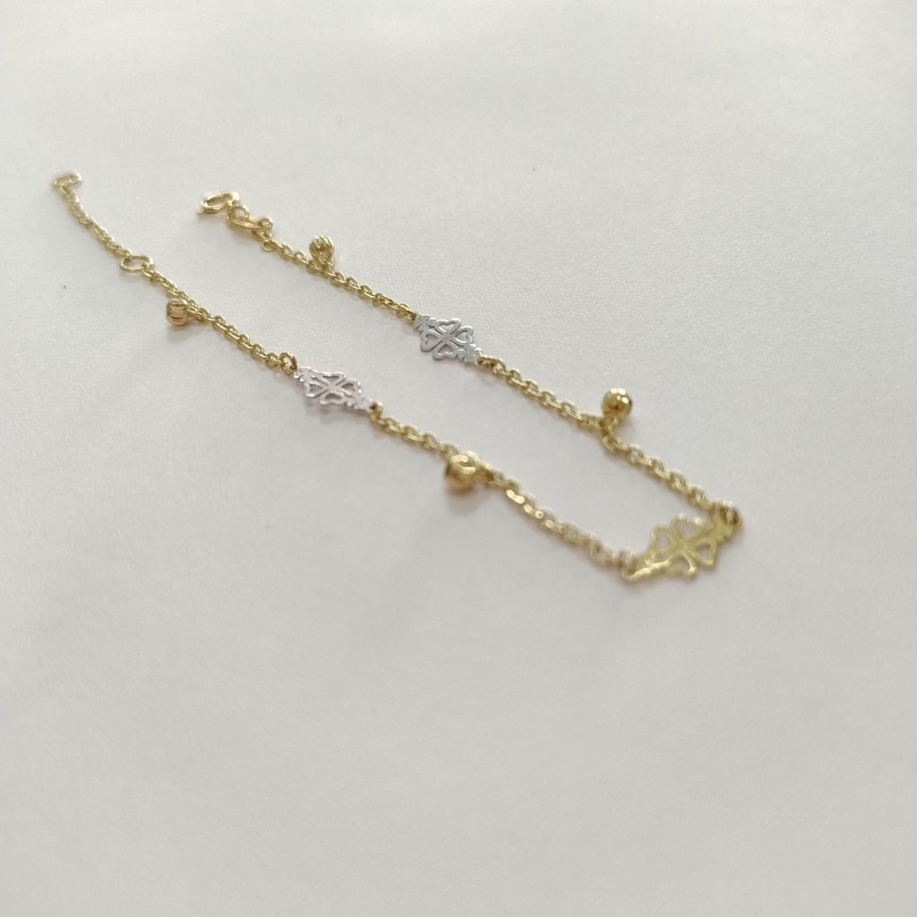 PULSERA ESPECIAL CON TREBOL 14K 18 CM 1.8 GR (NUEVO)