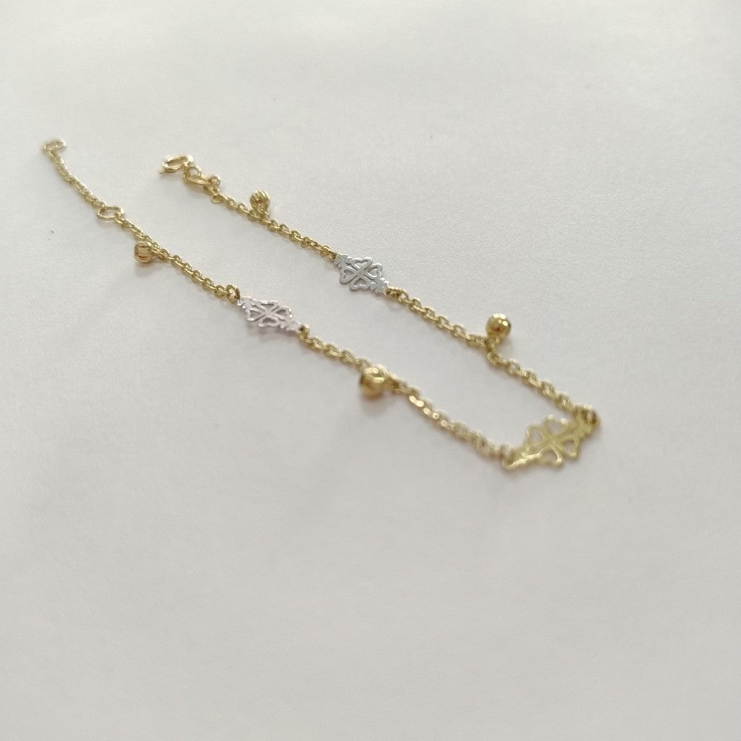 PULSERA ESPECIAL CON TREBOL 14K 18 CM 1.8 GR (NUEVO)