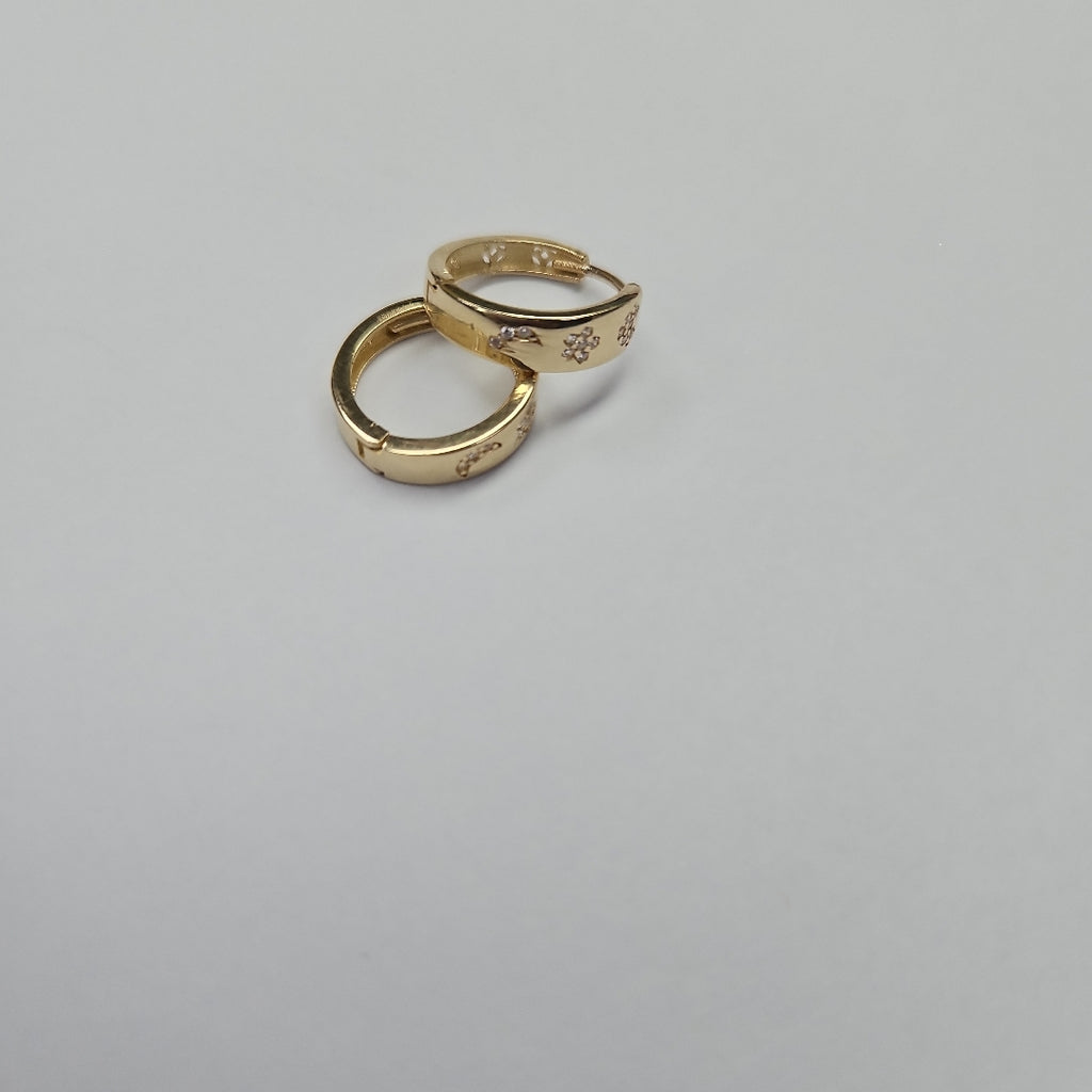 ARETES TEJIDO HUGGIES CON CIRCONIAS 14K 2.9 GR (NUEVO)