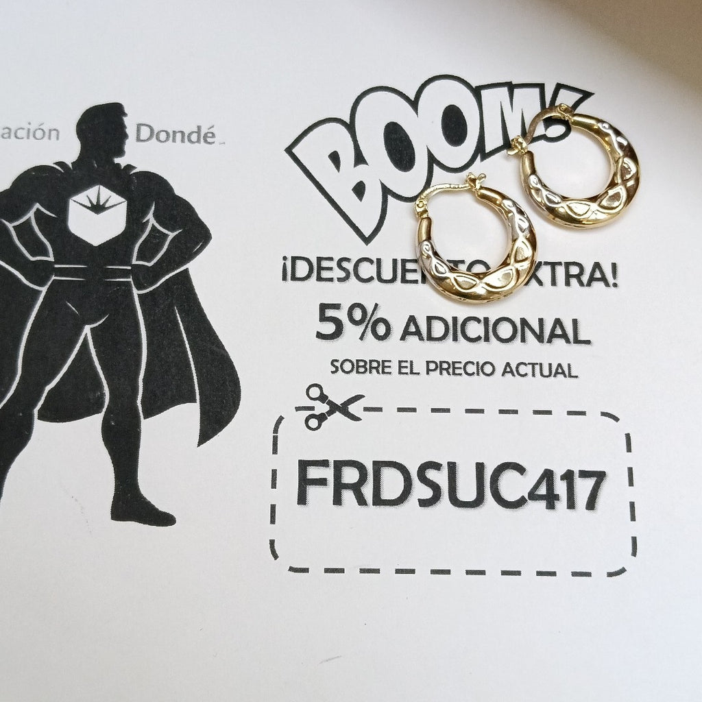 ARETES ARRACADAS COMBINADAS CON INFINITO 14K 2.1 GR (NUEVO)