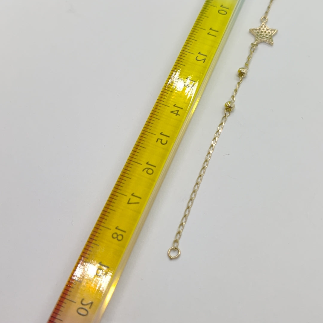 PULSERA ESPECIAL CON ESTRELLA Y CIRCONIAS 14K 18 CM 1.4 GR (NUEVO)