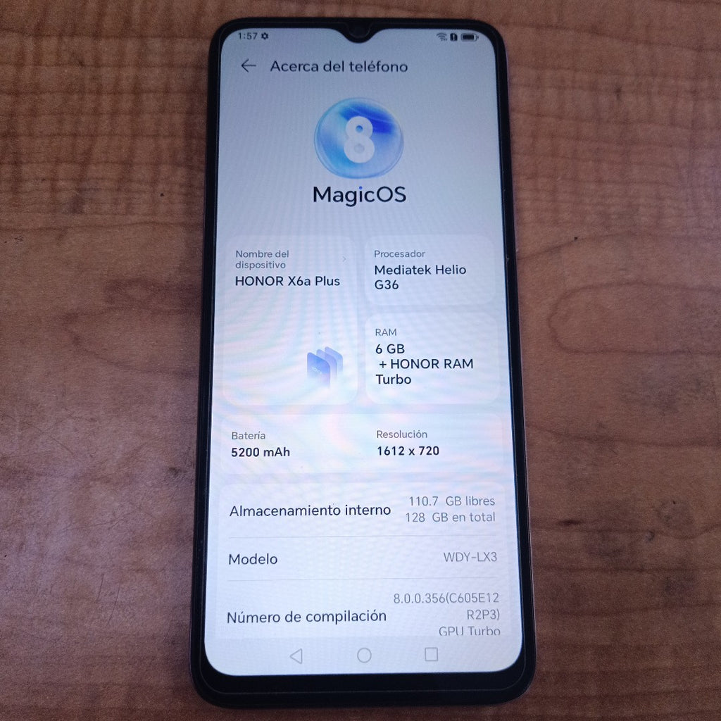 CELULAR HONOR X6A WDY-LX3 (2023) 128 GB 6 GB RAM (SEMINUEVO)