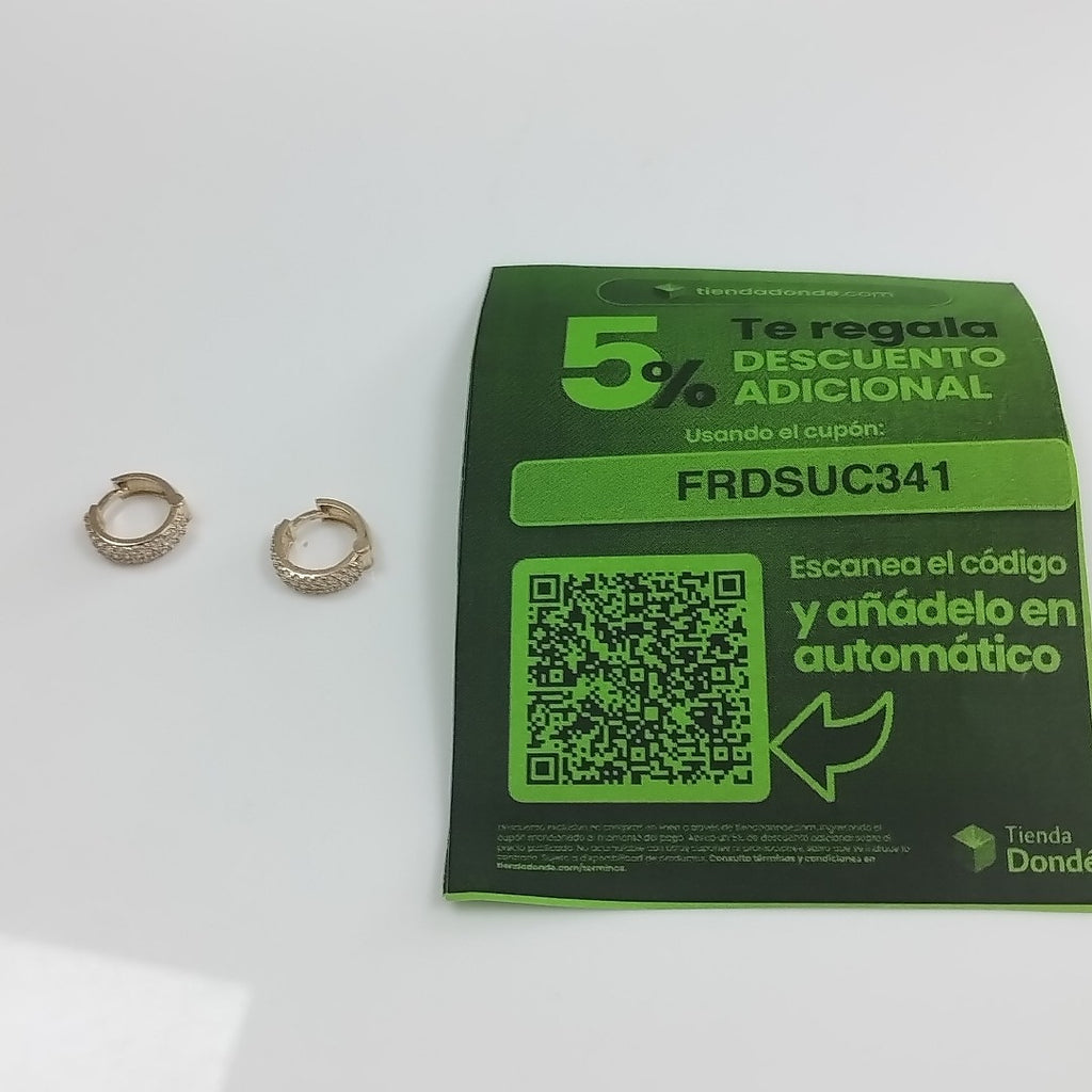 ARETES HUGGIE CON CIRCONIAS 14K 2 GR (NUEVO)