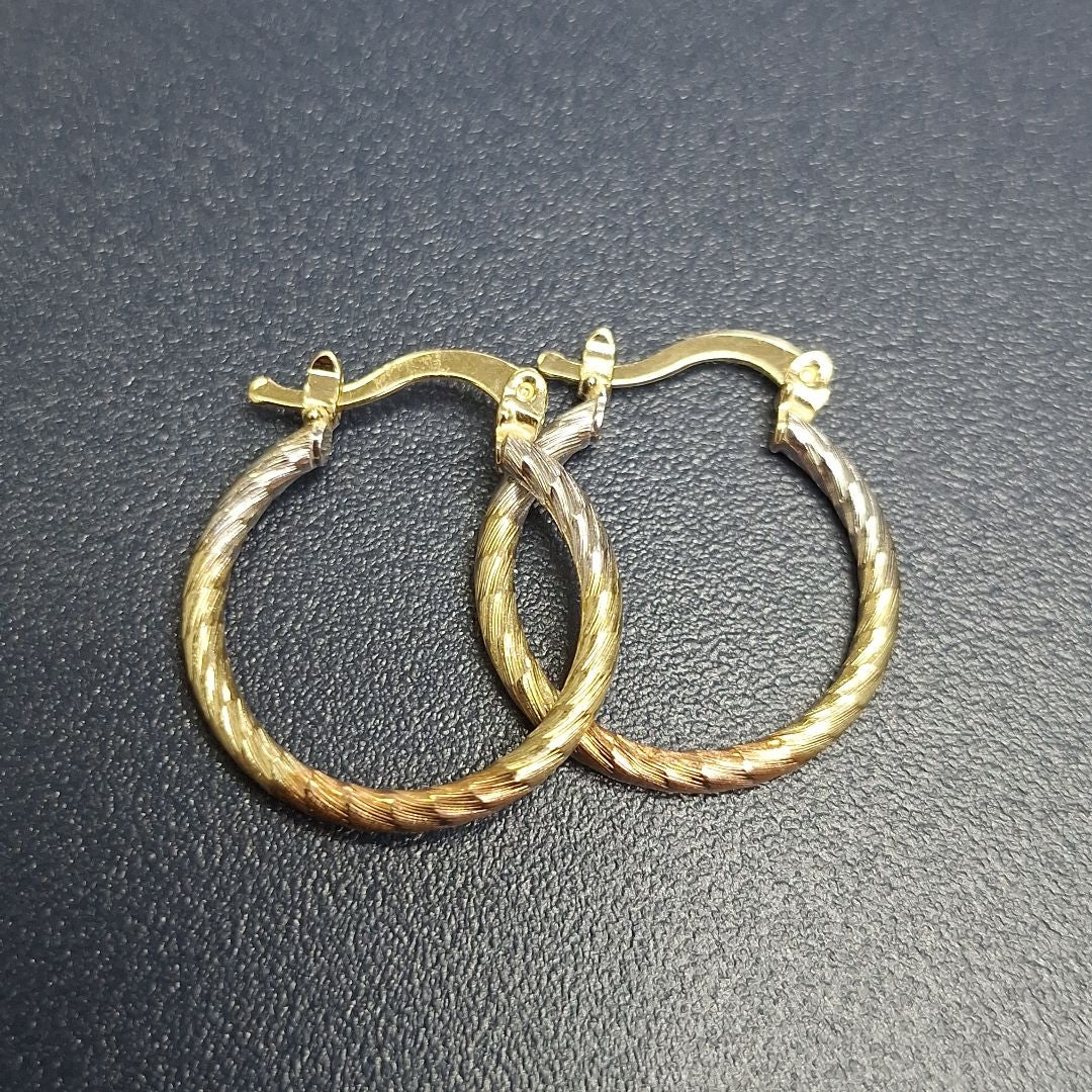 ARETES TEJIDO ARRACADAS TZL COMBINADAS 14K 1.8 GR (NUEVO)