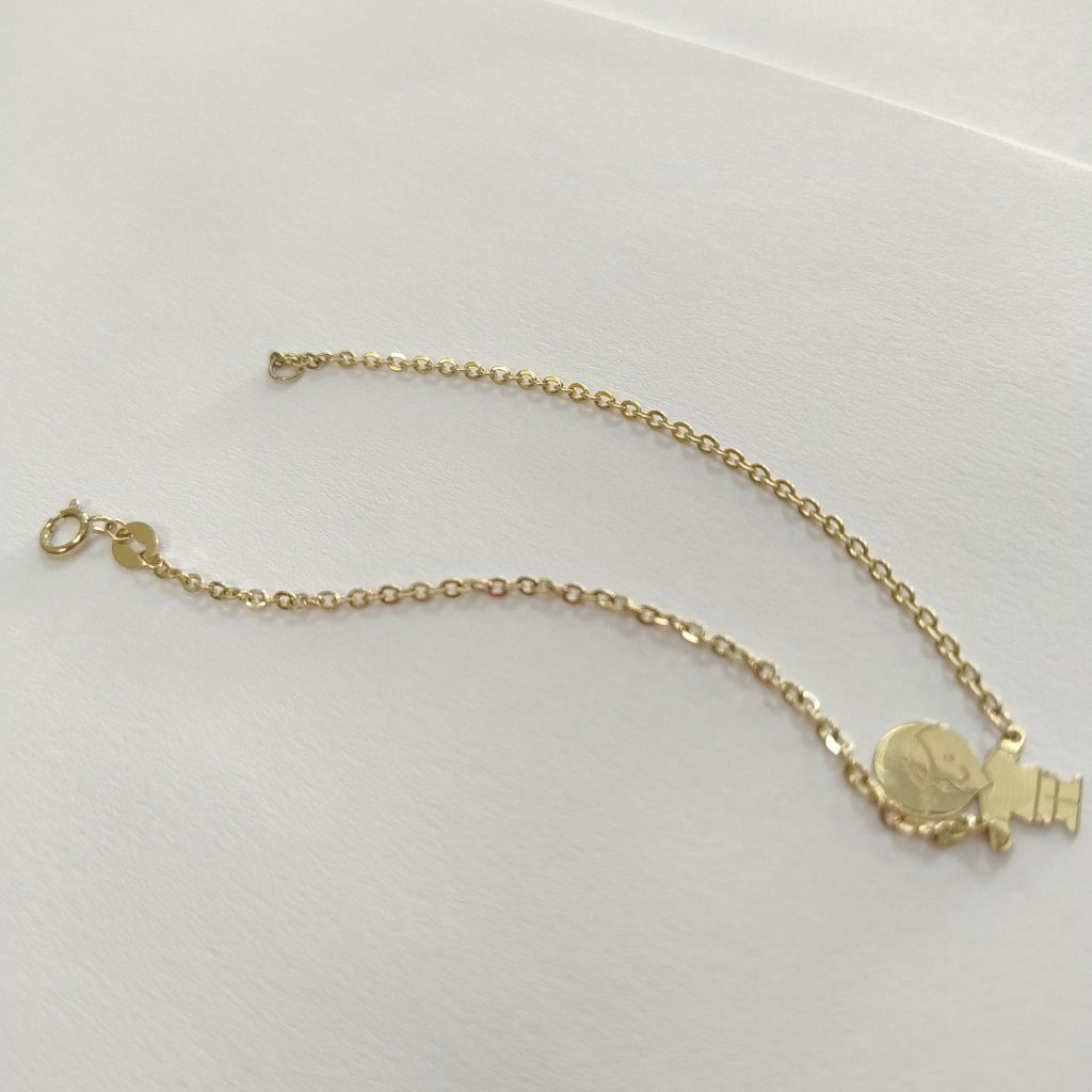 PULSERA TEJIDO ESPECIAL FIG NIÑO 14K 18 CM 1.4 GR (NUEVO)