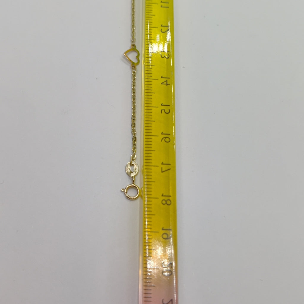 PULSERA ESPECIAL CON CORAZONES 14K 18 CM 1.2 GR (NUEVO)