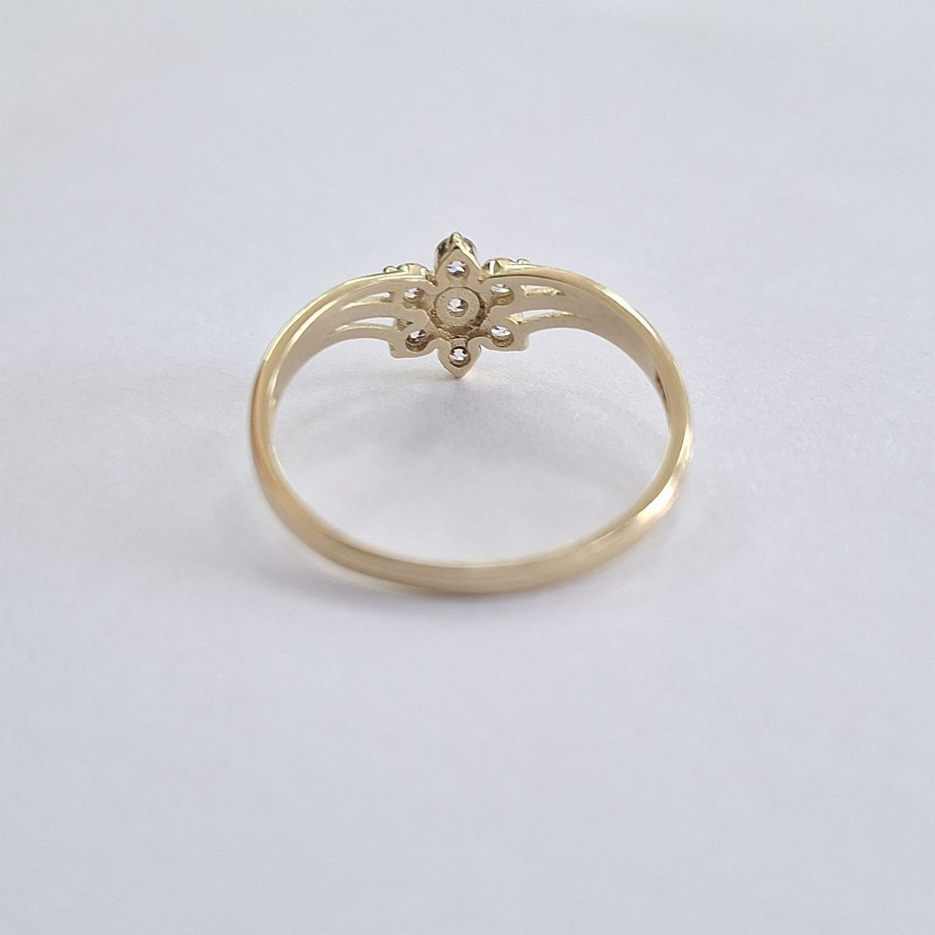 ANILLO ANILLITO FLOR C CIRCONIAS 14K 7 TALLA 1.4 GR (NUEVO)