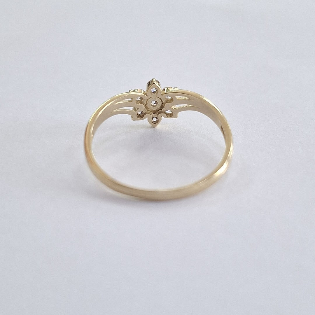 ANILLO ANILLITO FLOR C CIRCONIAS 14K 7 TALLA 1.4 GR (NUEVO)