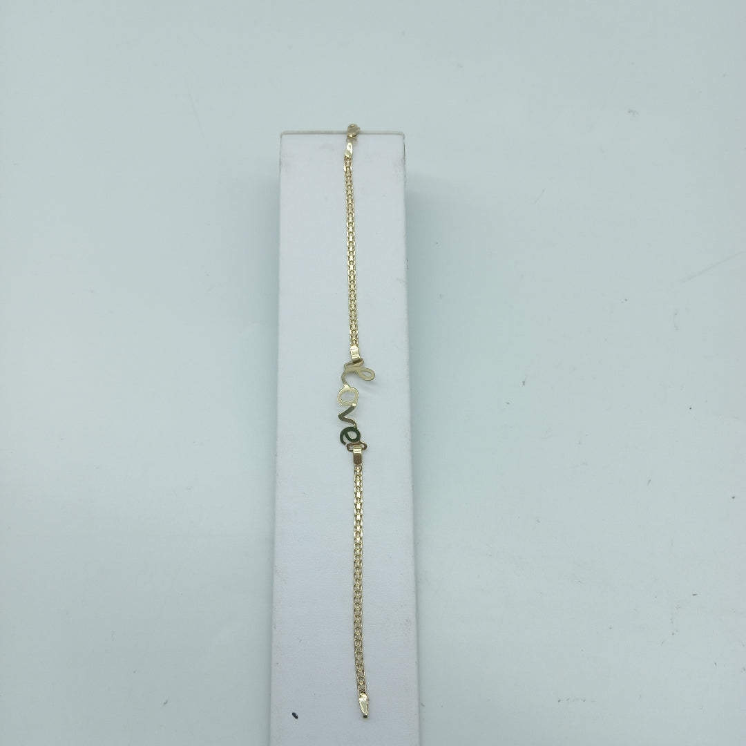 PULSERA ESCLAVA GRABADA LOVE 10K 18 CM 2.7 GR (NUEVO)