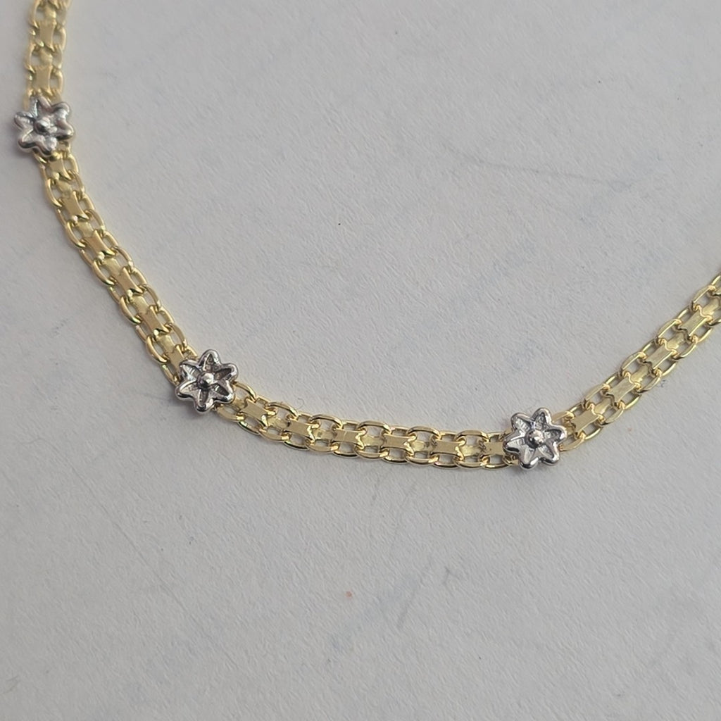 PULSERA ESPECIAL C FLORES 14K 18 CM 3 GR (NUEVO)