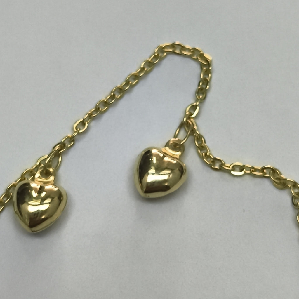 PULSERA ESP CON FIG CORAZONES 14K 18 CM 1.8 GR (NUEVO)