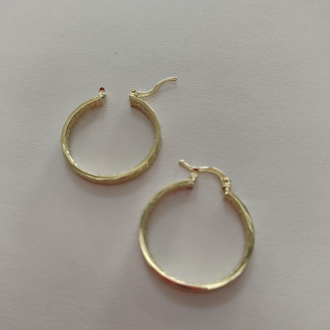 ARETES TEJIDO ARRACADA CON GRECAS 14K 2.8 GR (NUEVO)