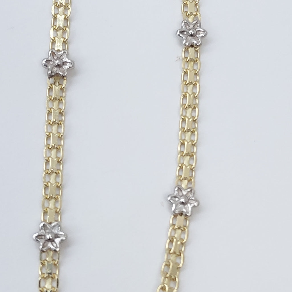 PULSERA ESPECIAL C FLORES 14K 18 CM 2.9 GR (NUEVO)