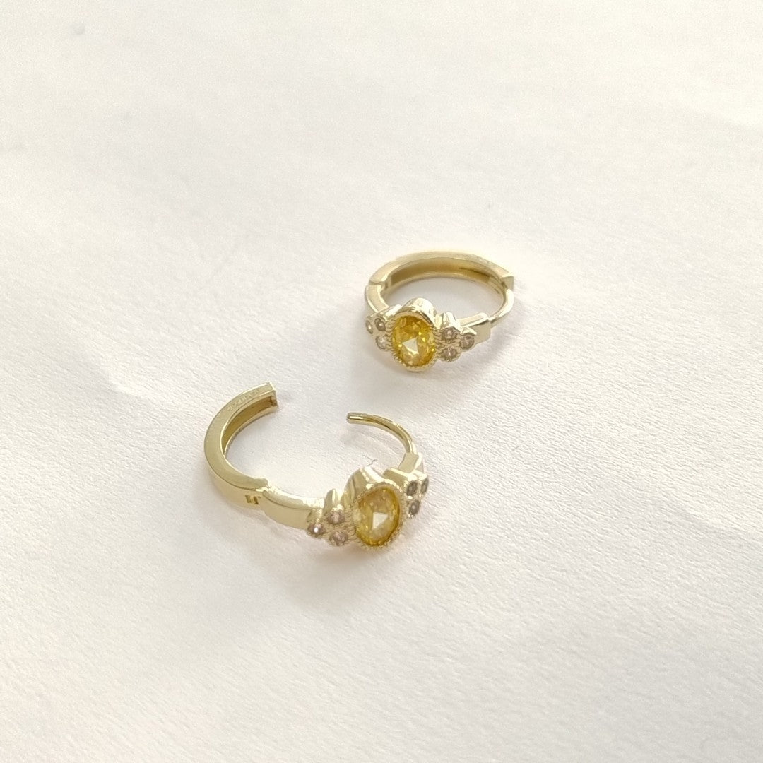 ARETES ARRACADAS CON CIRCONIAS Y PDRAS COL 14K 3.3 GR (NUEVO)