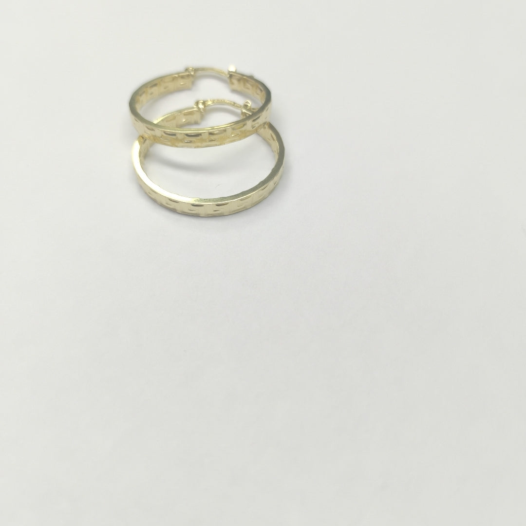 ARETES TEJIDO ARRACADA CON GRECAS 14K 2.7 GR (NUEVO)