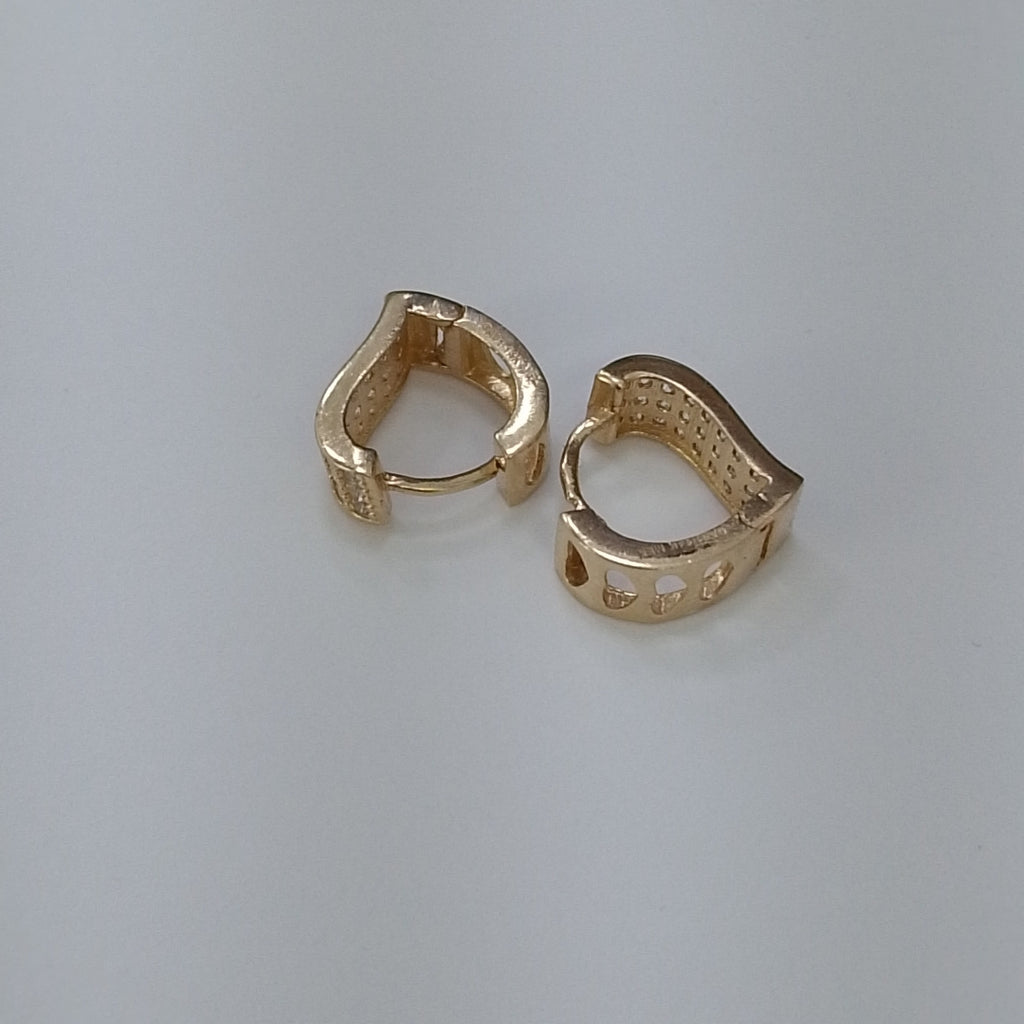 ARETES ARRACADAS CORAZON C CIRCONIAS 14K 2.1 GR (NUEVO)