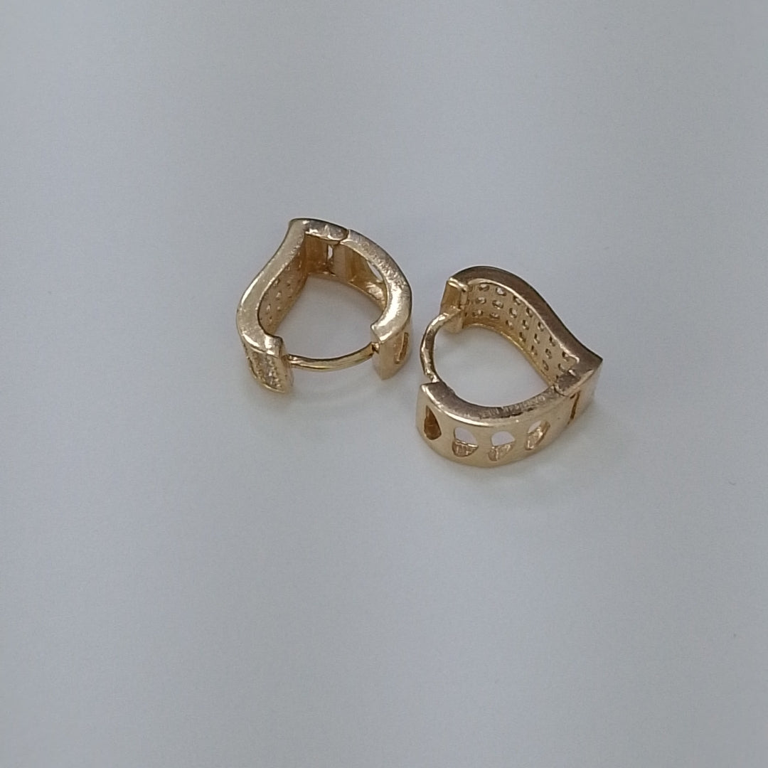 ARETES ARRACADAS CORAZON C CIRCONIAS 14K 2.1 GR (NUEVO)