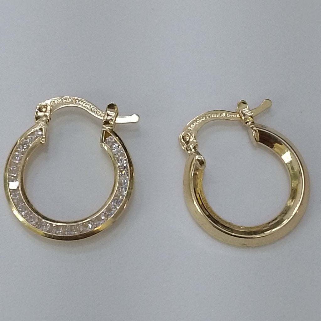 ARETES ARRACADAS CON CIRCONIAS 14K 2.3 GR (NUEVO)