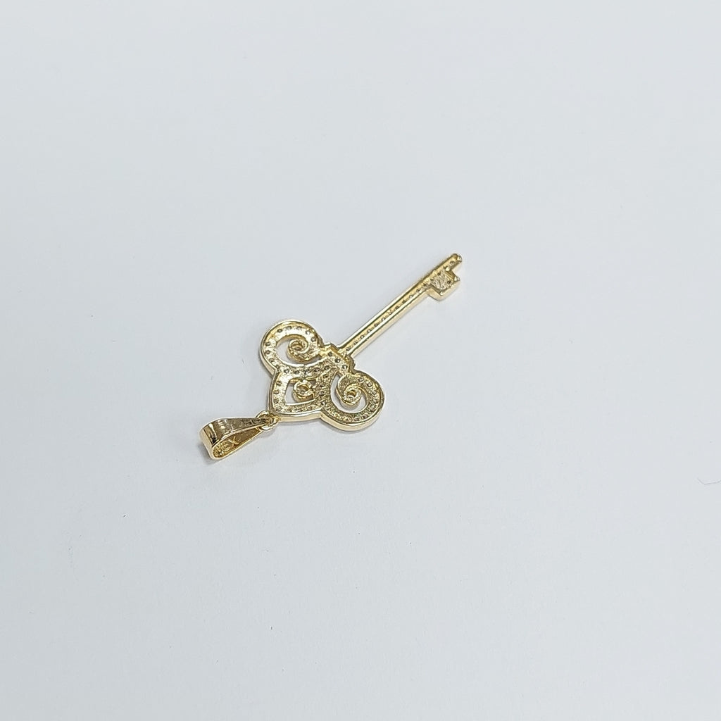 DIJE LLAVE C CIRCONIAS 14K 1.5 GR (NUEVO)