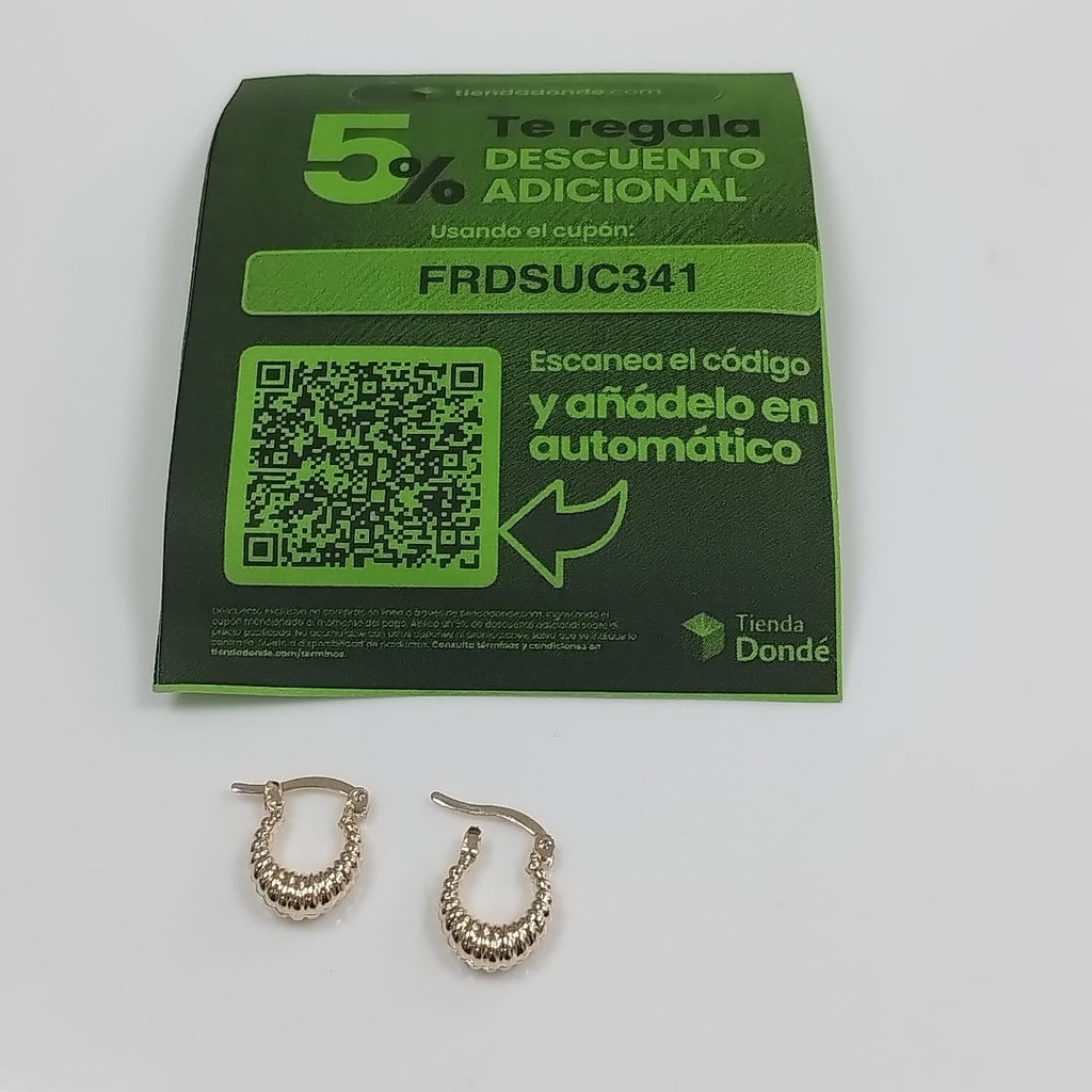 ARETES ARRACADA ESTRIADAS 14K 1.1 GR (NUEVO)