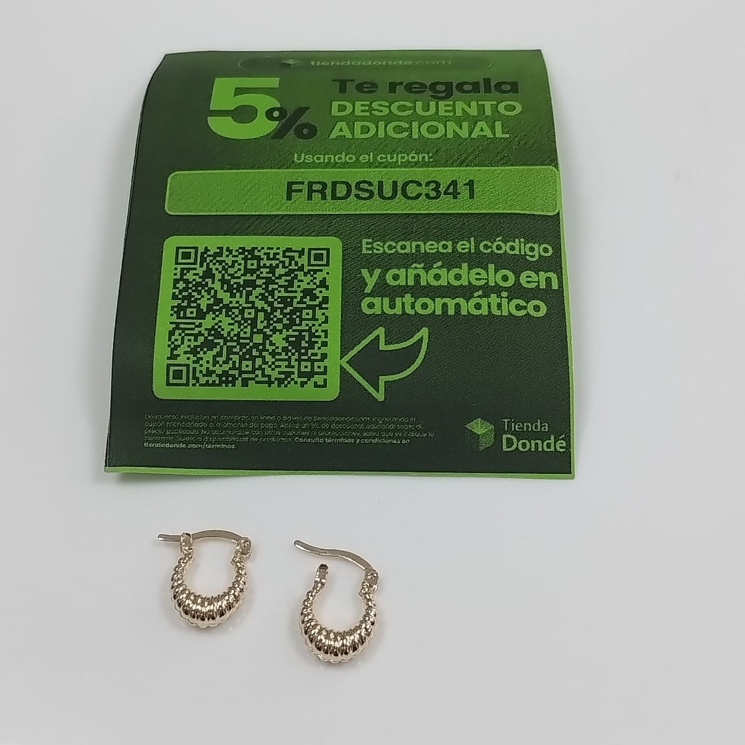 ARETES ARRACADA ESTRIADAS 14K 1.1 GR (NUEVO)