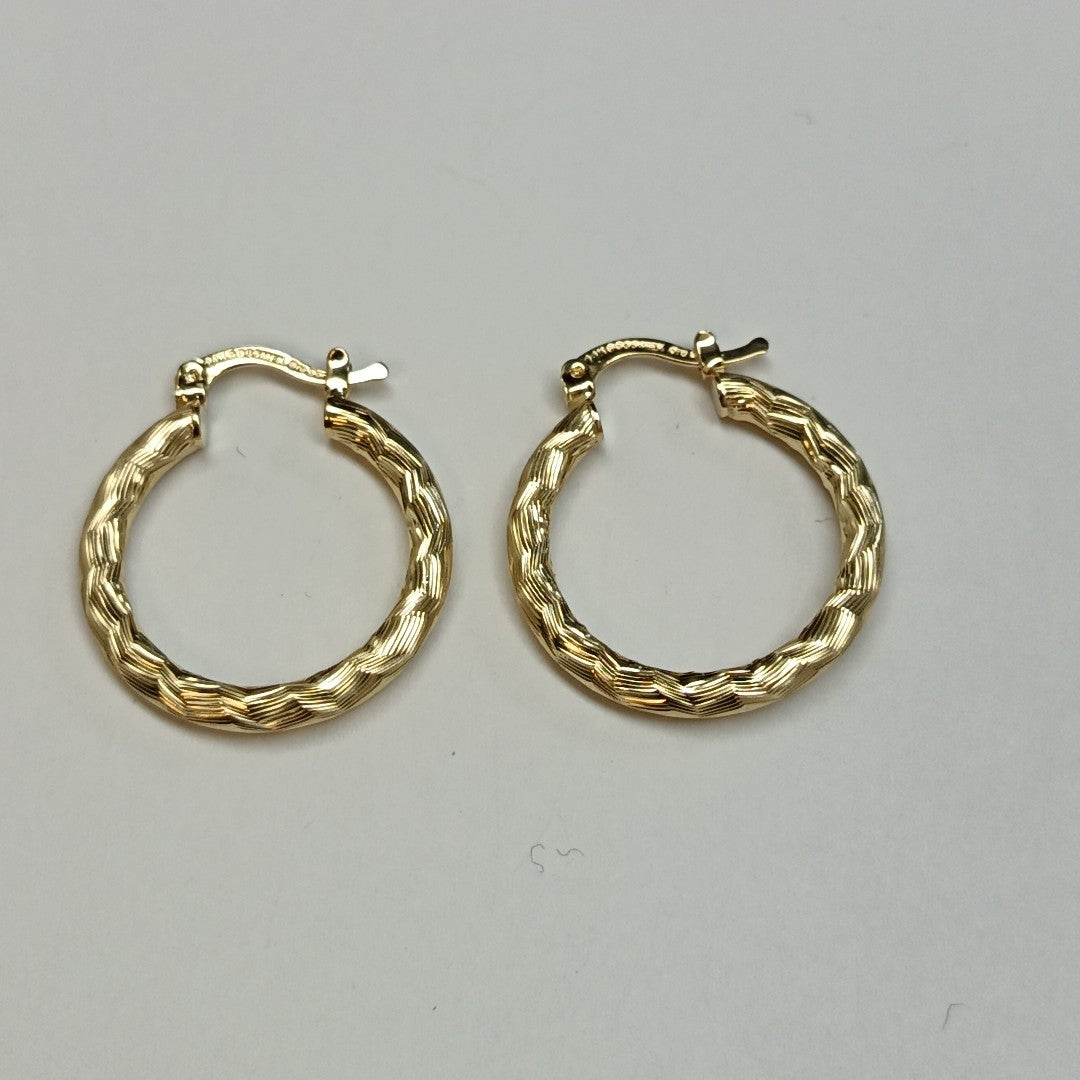 ARETES TEJIDO ARRACADA LABRADA 14K 2.6 GR (NUEVO)