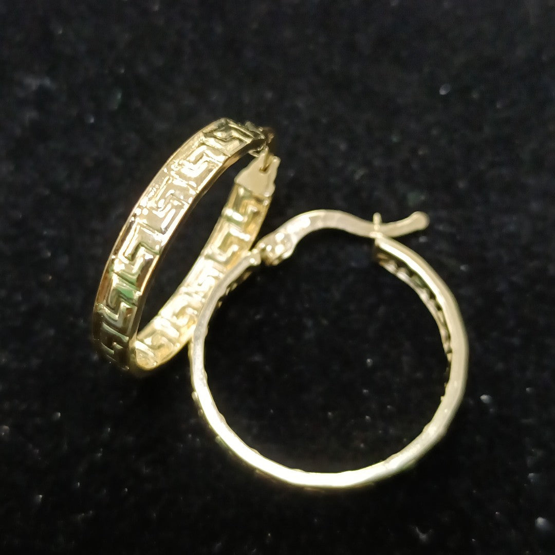 ARETES ARRACADA CON GRECAS 14K 2.1 GR (NUEVO)