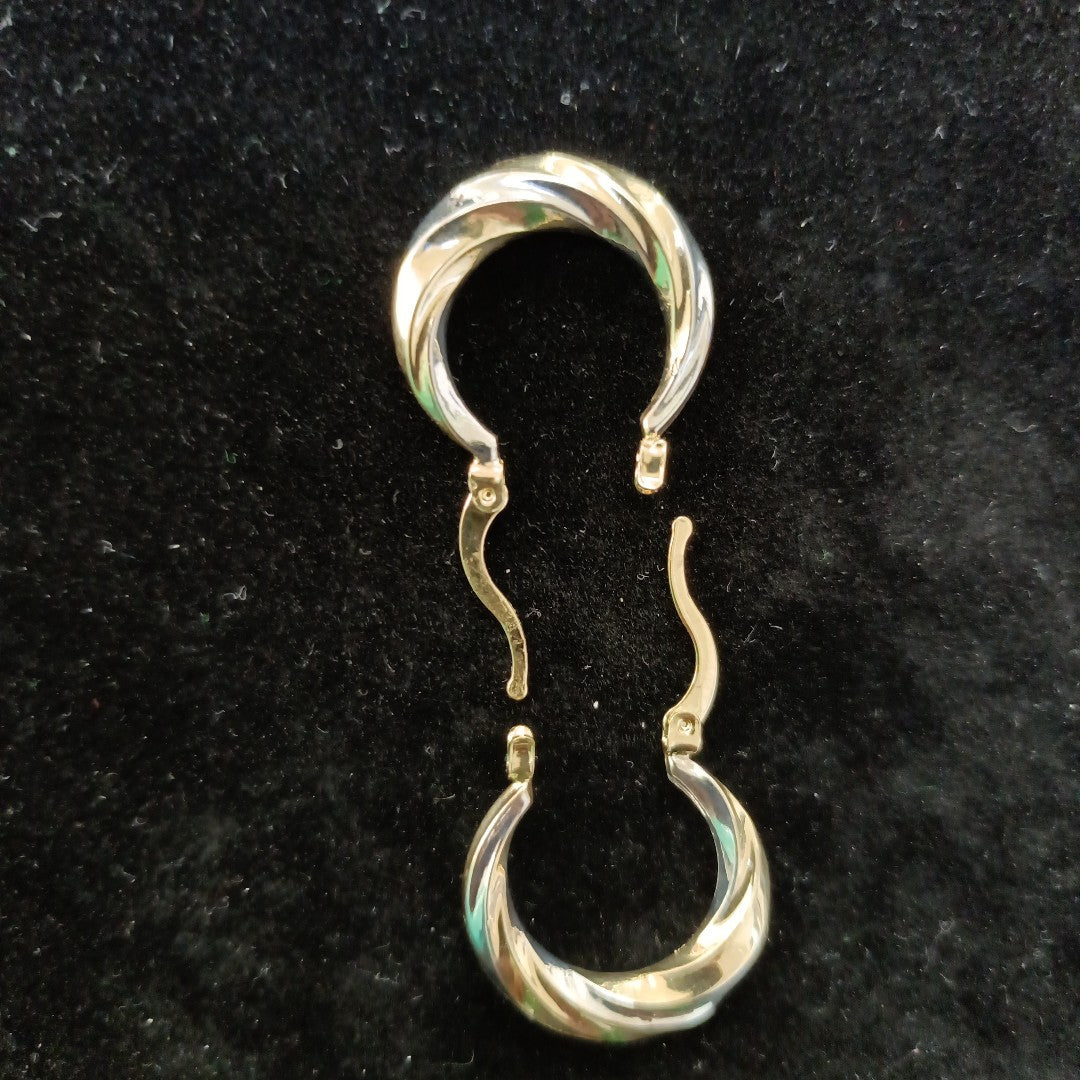 ARETES TEJIDO ARRACADA TRENZADA COMBINADA 14K 1.8 GR (NUEVO)