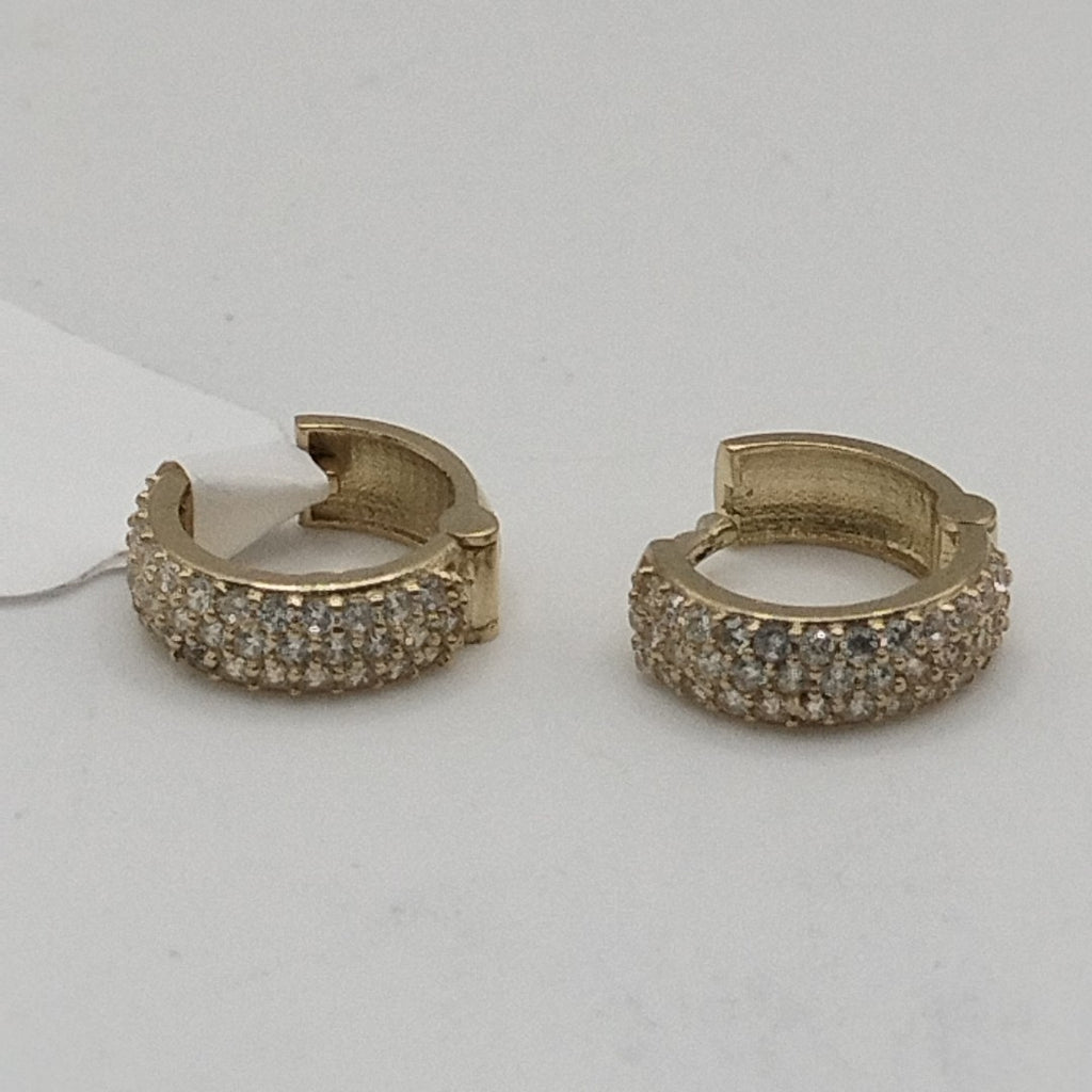 ARETES HUGGIE CON CIRCONIAS 14K 2 GR (NUEVO)