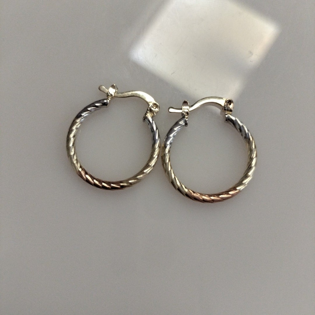 ARETES TEJIDO ARRACADAS TZL COMBINADAS 14K 1.7 GR (NUEVO)