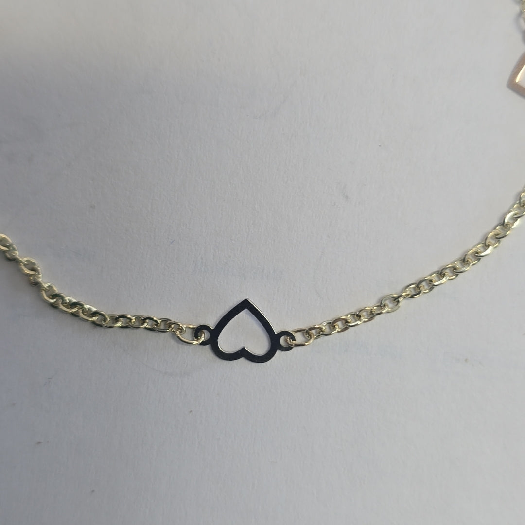 PULSERA ESPECIAL CON CORAZONES 14K 18 CM 1.2 GR (NUEVO)