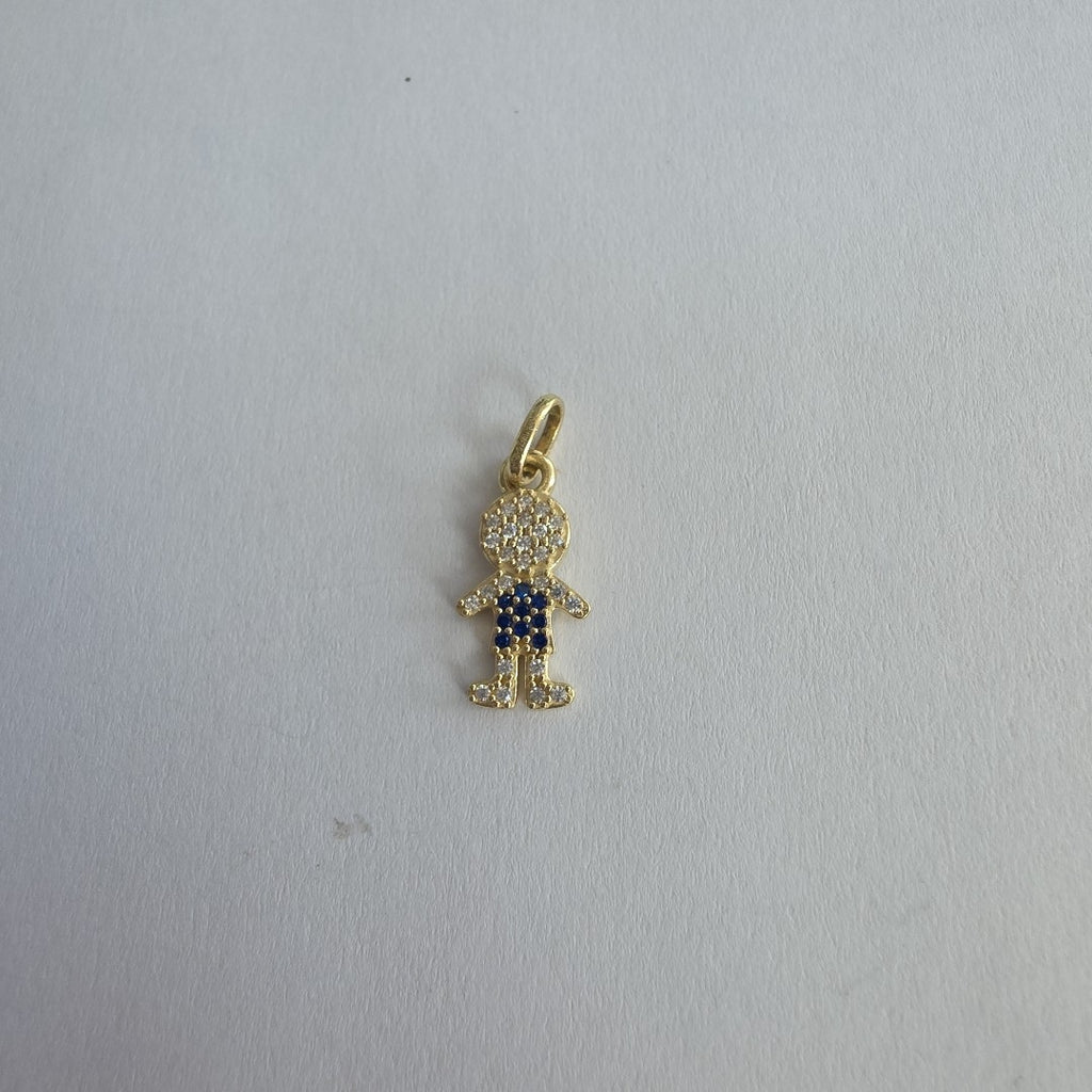 DIJE NIÑO CON CIRCONIAS Y PIEDRAS DE COLOR 10K 0.9 GR (NUEVO)