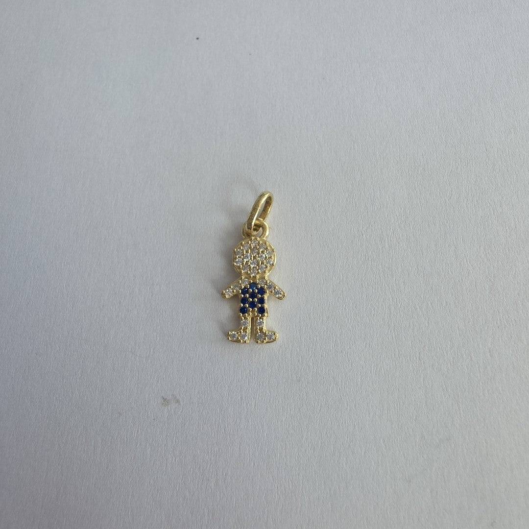 DIJE NIÑO CON CIRCONIAS Y PIEDRAS DE COLOR 10K 0.9 GR (NUEVO)