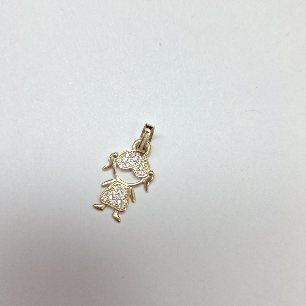 DIJE TEJIDO NIÑA CON CIRCONIAS 14K 0.9 GR (NUEVO)