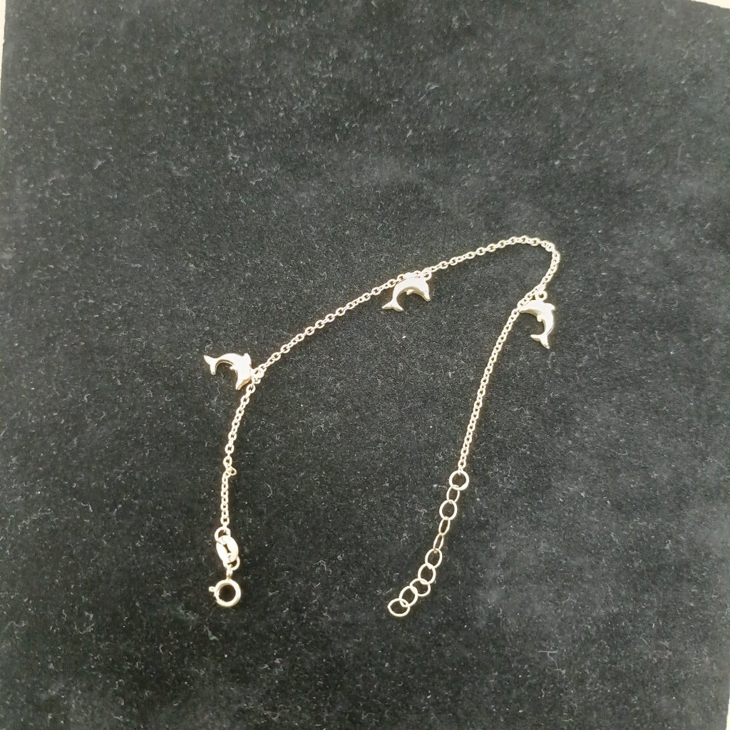 PULSERA ESPECIAL CON DIJES DELFINES 10K 18 CM 2 GR (NUEVO)