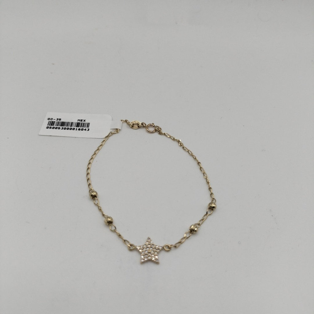 PULSERA ESPECIAL CON ESTRELLA Y CIRCONIAS 14K 18 CM 1.5 GR (NUEVO)
