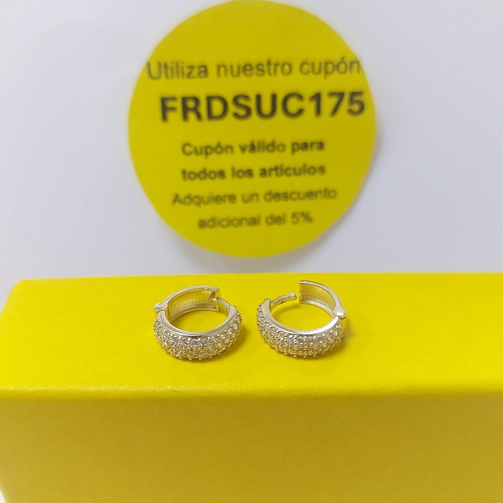 ARETES HUGGIE CON CIRCONIAS 14K 2.1 GR (NUEVO)