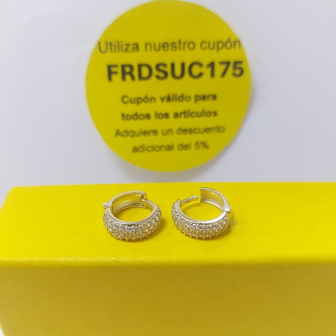 ARETES HUGGIE CON CIRCONIAS 14K 2.1 GR (NUEVO)