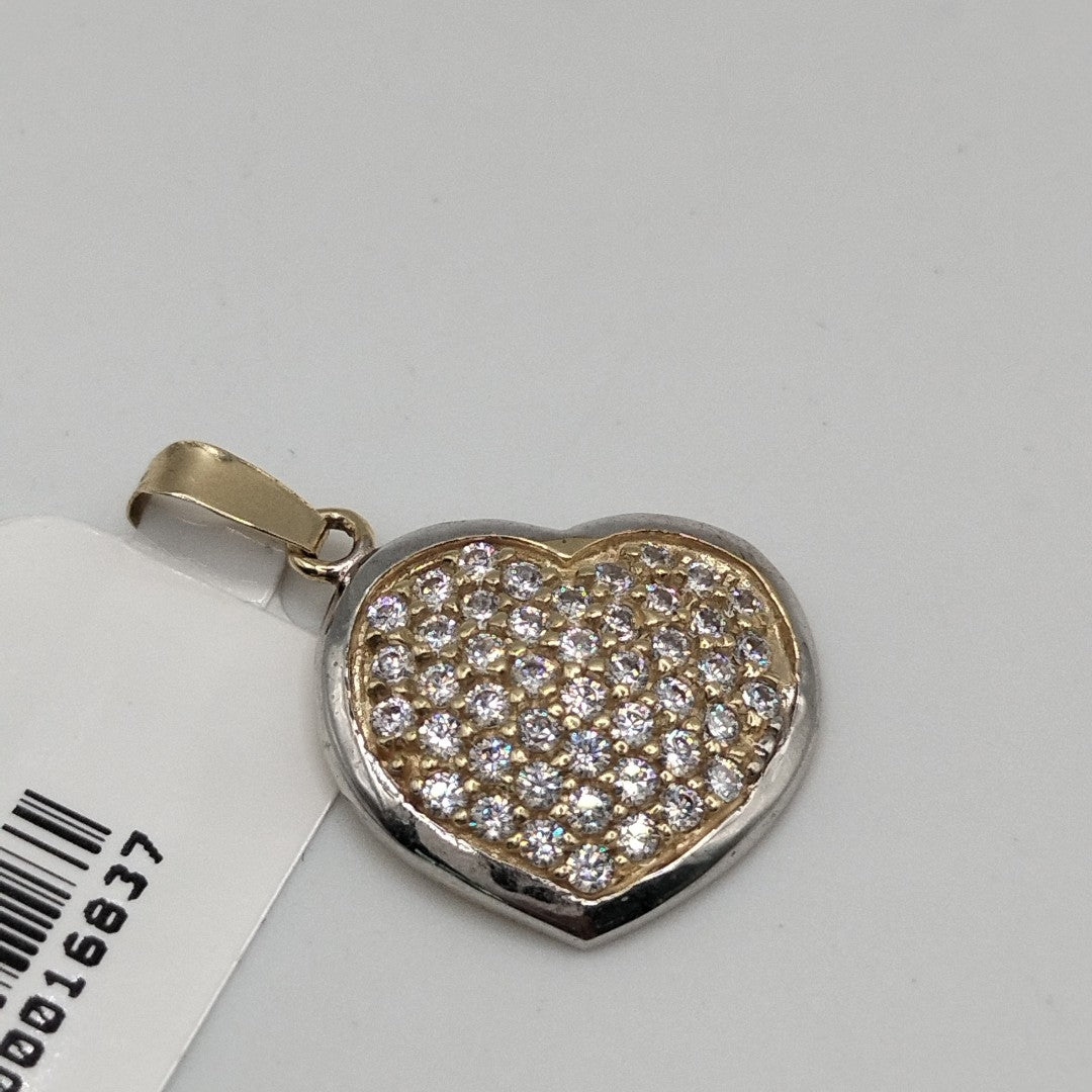 DIJE CORAZON CON CIRCONIAS 14K 1.8 GR (NUEVO)