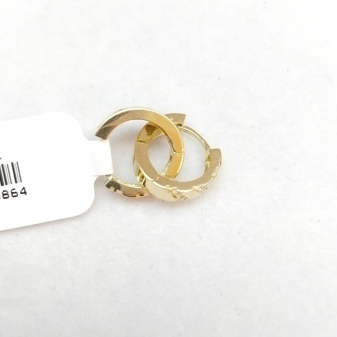 ARETES HUGGIES CON CIRCONIAS 14K 2.2 GR (NUEVO)