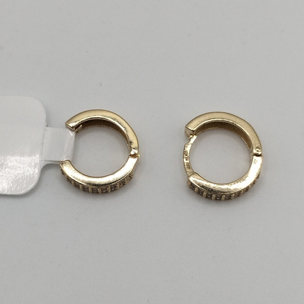 ARETES HUGGIES C CIRCONIAS 14K 2.2 GR (NUEVO)