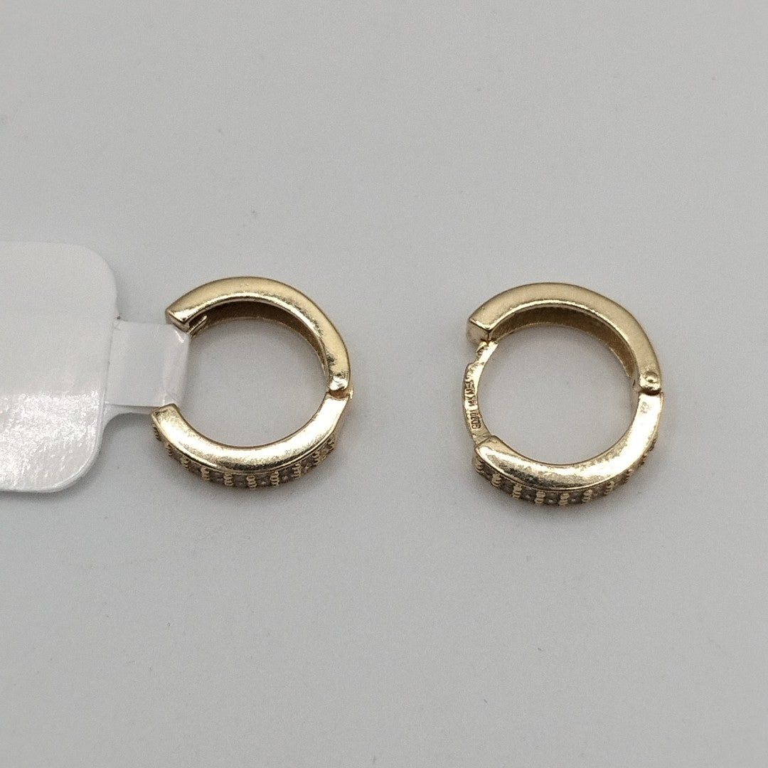 ARETES HUGGIES C CIRCONIAS 14K 2.2 GR (NUEVO)