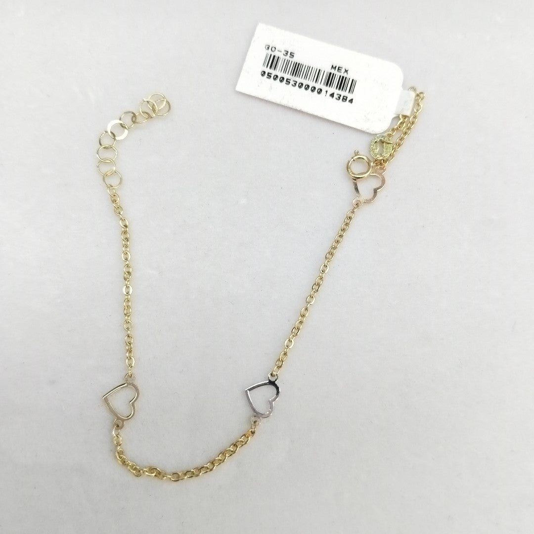 PULSERA ESPECIAL CON CORAZONES 10K 18 CM 1.2 GR (NUEVO)